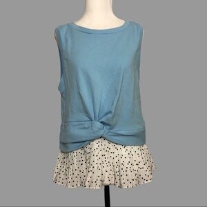 ❤️ S ❤️ NWT Anthro Ruffled Peplum Polka Dot Twist Front Tank​